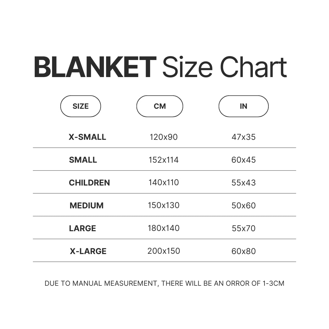 Blanket Size Chart - Fruits Basket Merch