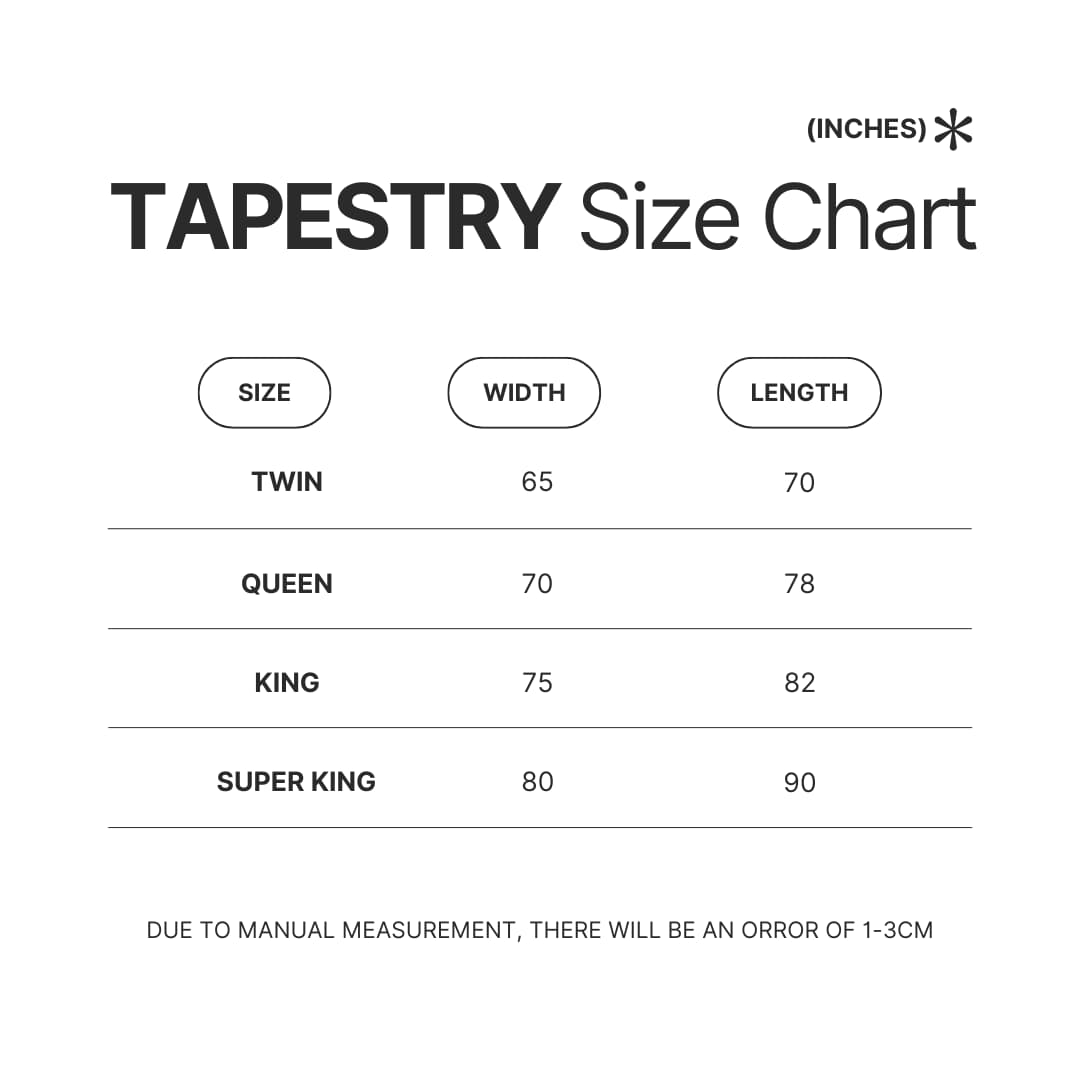 Tapestry Size Chart - Fruits Basket Merch